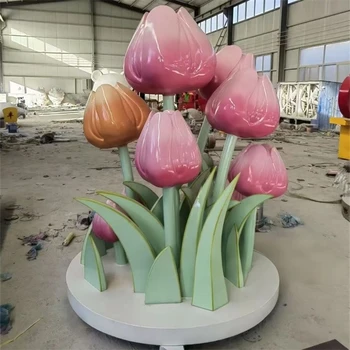 玻璃鋼花朵雕塑仿真郁金香雕塑廠家