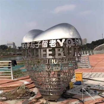 LOVE雕塑造型愛(ài)心不銹鋼雕塑公園擺件