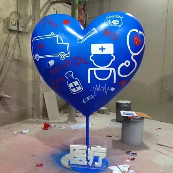 發(fā)光心形雕塑不銹鋼心形雕塑定制