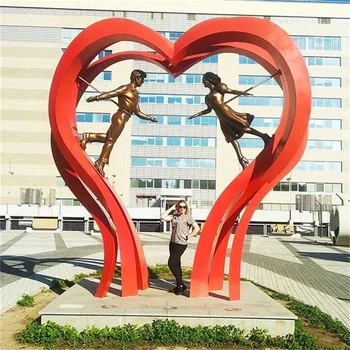 不銹鋼心形雕塑打卡拍照雕塑
