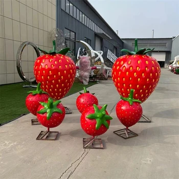 大型水果草莓雕塑廠家,戶外果園大型草莓定制