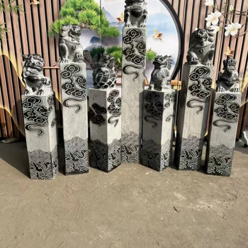 曲陽縣景區(qū)石雕拴馬樁現貨拴馬樁上面的圖案有哪些