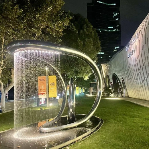 抽象圓環(huán)雕塑,戶外園林圓形不銹鋼雕塑