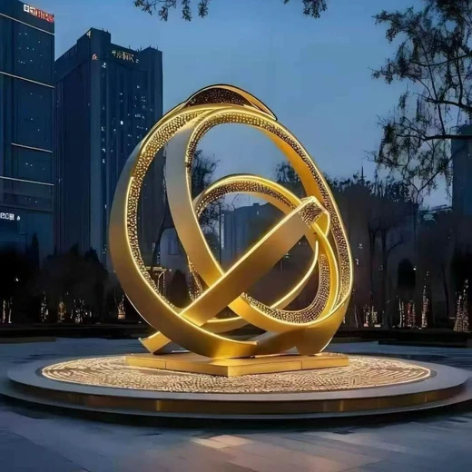 不銹鋼圓環(huán)雕塑,金屬圓環(huán)和鹿造型,工期短可接急單