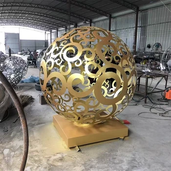 發(fā)光鏤空球雕塑,制作工期短,鏤空球雕塑做圓是個(gè)技術(shù)活