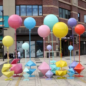 打卡拍照雕塑玻璃鋼熱氣球雕塑定制