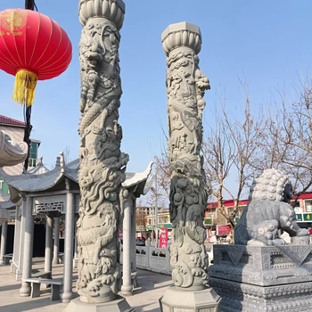 曲陽縣景區(qū)石雕盤龍柱廠家