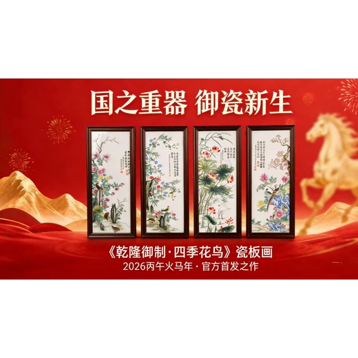 乾隆御制風(fēng)骨再現(xiàn)｜李文躍《四季花鳥》粉彩瓷板畫丙午