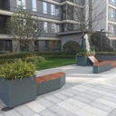 金屬花箱座椅組合定制城市商業(yè)廣場(chǎng)景觀花箱戶外不銹鋼坐凳花槽