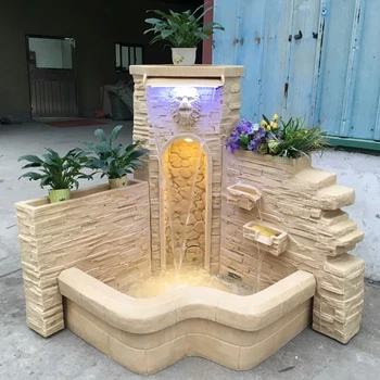 歐式流水噴泉戶外花園景觀魚池仿砂巖天使噴泉水池