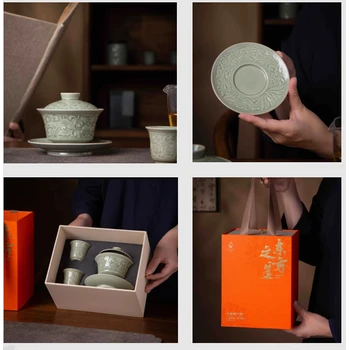 陜西耀州窯茶具禮品西安鐘樓茯磚茶雕擺件