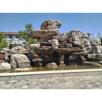 河南濟(jì)源公園假山駁岸千層石假山疊水