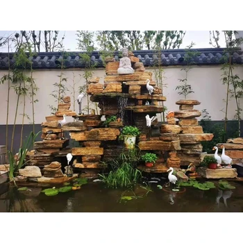 山東菏澤天然石假山駁岸千層石假山