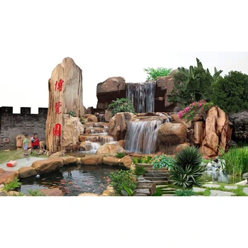山東諸城斧劈石假山假山大門制作