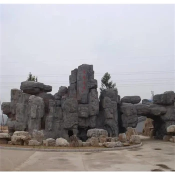 北京崇文公園假山駁岸學(xué)校假山制作