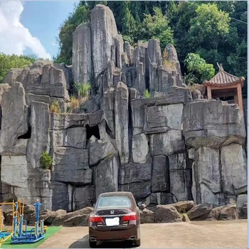 北京崇文公園假山駁岸學(xué)校假山制作