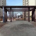 大型戶(hù)外景觀長(zhǎng)廊現(xiàn)代不銹鋼廊架雕塑公園廣場(chǎng)異形金屬鐵藝長(zhǎng)廊