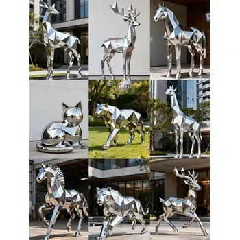 不銹鋼動物雕塑售樓部戶外景觀金屬擺件定制