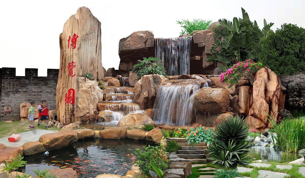 山東菏澤天然石假山 駁岸千層石假山