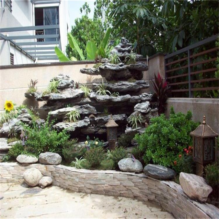 河南濟(jì)源公園假山駁岸 千層石假山疊水