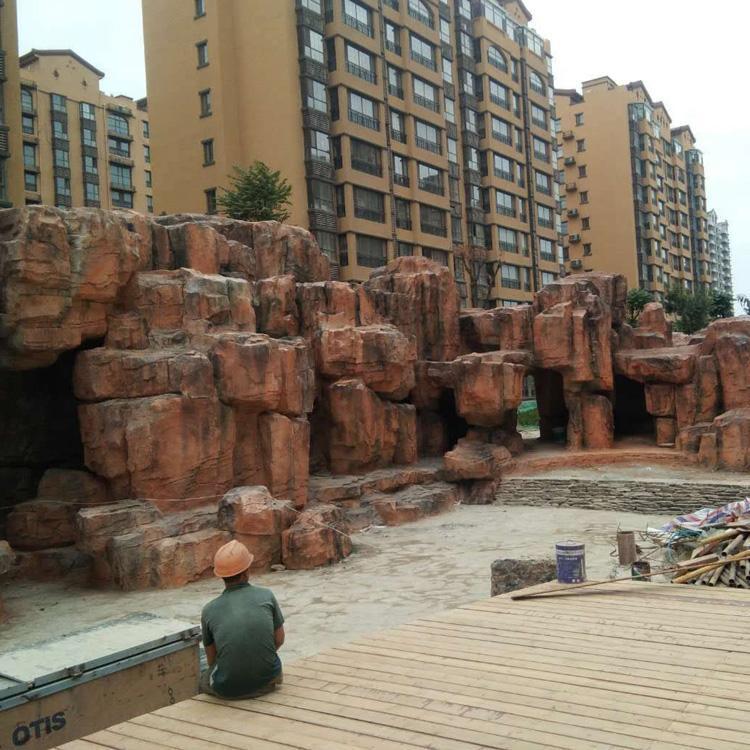 北京崇文公園假山駁岸 學(xué)校假山制作